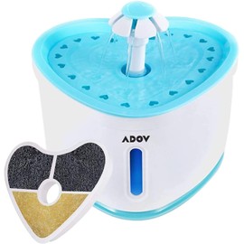 ADOV Cat Water Fountain 2.4L Silent Automatic Water Dispenser for Cats with Activated Carbon Filter and LED Water Level Window Electric Flower Fountain for Dogs Small Animals