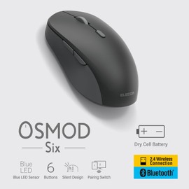 ELECOM Wireless Mouse, Silent OSMOD Six Bluetooth, Wireless 2.4GHz Dual Mode, 2 Device Connection, Multi-Pairing, 6 Buttons, Dry Battery Powered, Black, M-MY30MBSBK-G