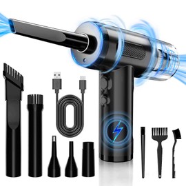 Wireless Handheld Car Vacuum, 12000Pa Strong Suction Mini Vacuum Rechargeable, Compressed Air Duster, Air Blower and Cleaner, 3-in-1 Design, 3 Gear, with LED Light, Multi-Scenario Uses