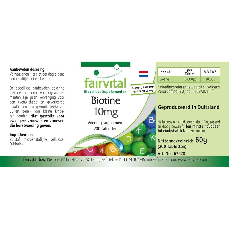 Fairvital Biotin 10 mg - with 10,000 mcg Vitamin B7
