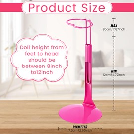 Yaocom 12 Pcs Doll Stand Action Figure Stands with Expandable Waist Wire for 8" to 12" Dolls and Action Figure (Rose Red)