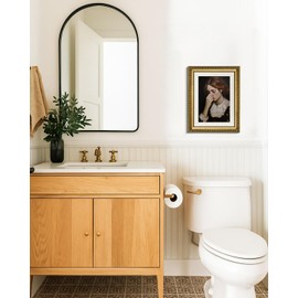 VIYYIEA Gold Framed Canvas Wall Art, Lady Bad Smell Humor Art Prints, Funny Decor for Half Bathroom Toilet Shelf, European Classical Vintage Decor, 11x14 Inch