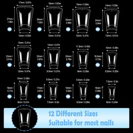 SIUSIO 600pcs Medium Length Duck Nail Tips 12 Sizes Bag Pack Clear Duck Nails Half Cover Wide Nail Tips French False Nail Tips for Acrylic Nails Extension Tips