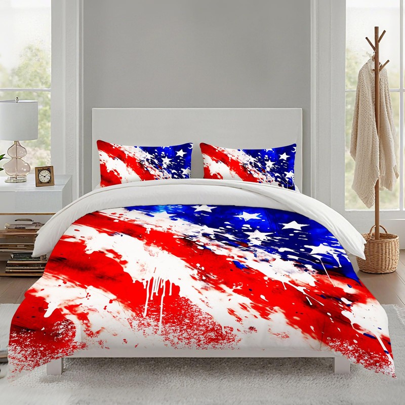 Yopiiefa American Flag Bedding Set 3 Pieces Soft Comforter Cover