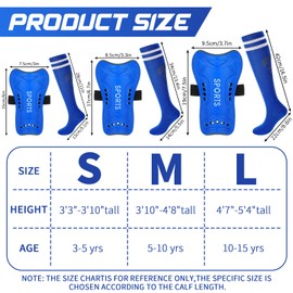 Syhood Soccer Shin Guards and Socks for Toddler Kids Youth, Lightweight Soccer Shin Pads Protective Defender Gear for 3-5, 5-10, 10-15 Years Old Children Teen Boys Girls Sports Game(S Size,Blue)