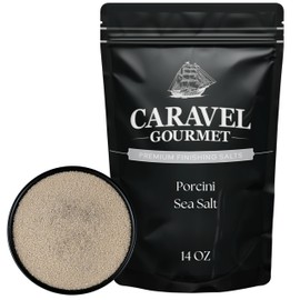 Porcini Sea Salt Infused with Finely Ground Porcini Mushrooms – Umami-Packed Mushroom Seasoning with Rich & Earthy Flavor – 14 oz Refill Pouch by Caravel Gourmet
