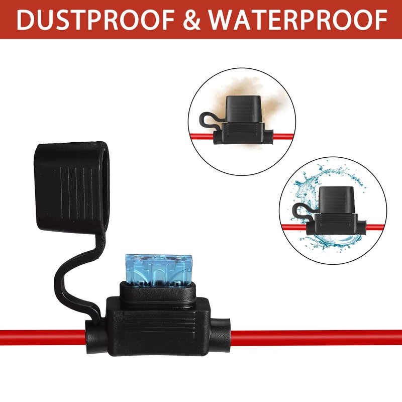 MUYI 6 Pack 14AWG Inline Fuse Holder with 12 Volt