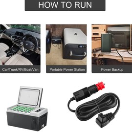 FITE ON Power Cord Cable Compatible with 12V Fridge Freezers DC 12V Car Refrigerator RV Refrigerator Portable Refrigerator 12 Volt Refrigerator Portable Freezer Compressor Electric Cooler