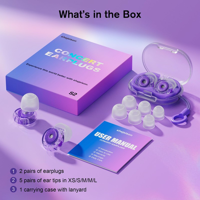 Concert Ear Plugs for Hearing Protection, Reusable, Stylish Look