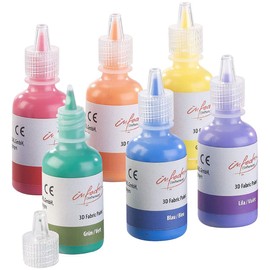 infactory Fabric Dyes - Set of 6 Yellow Orange Red Purple Blue Green 30ml each ( Batik , Water Based Fabric Paint, Washing Machine)