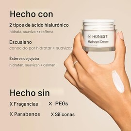 Honest Beauty Crema de hidrogel con ácido hialurónico, agua hidratante ligera, suave para pieles sensibles, sin fragancia, vegana 1.7, onzas líquidas