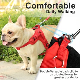 Dog Harness Small Medium Large Dog Vest Harness Step In Comfort Breathable Adjustable Escape-Proof & Easy To Put On/Off, (Red, 58-88cm)