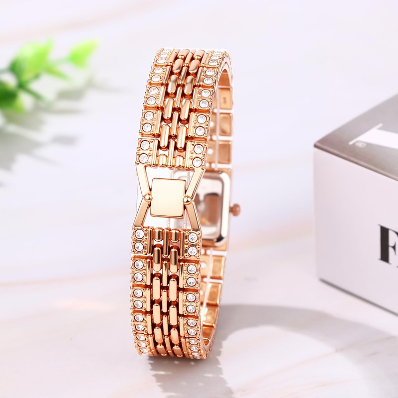 腕時計 レディース スクエア ダイヤモンド 防水: 長さ調整可能 クオーツウォッチ キラキラ デザイン 素敵
