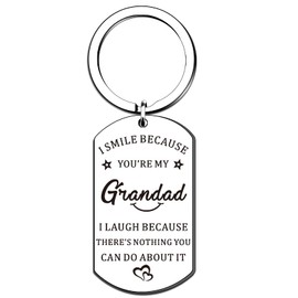 QMVMV Grandad Gifts Grandad Keyring from Granddaughter Grandson Grandfather keychain Birthday Christmas Thanksgiving Father's Day Present - I Smile Because You Are My Grandad
