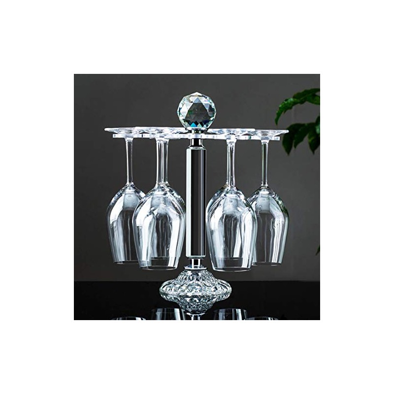 Elegant Desktop Crystal Glass Stemware Rack/Rotate 8 Wine Glass Storage