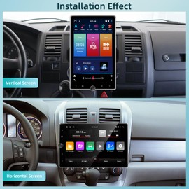 [2+64G] Android Single Din Car Stereo - 10.4 Inch Rotating Touch Screen Radio with Wireless Carplay & Android Auto, EQ, WiFi, GPS, FM RDS, Mirror Link + AHD Backup Camera & MIC