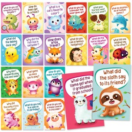 T MARIE 40 Funny Animal Joke Postcards with No Repeats - Humorous Bulk Thinking of You Postcards for Kids, Grandkids, Students, and Teachers, Summer Camp, Lunchboxes and More - Fun Cartoon Postcards