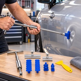 Car Dent Repair Puller Kit for Auto Body Panels – Slide Hammer Tool with Glue Tabs for DIY Dent Removal