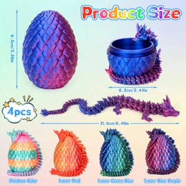 xinrongda 3D Printed Dragon Egg, Dragon Toy with Dragon Inside, Fidget Toy for Kids, Dragon in Egg, Dinosaur Egg Easter Basket Stuffers, Autism Toys for Anxiety Relief