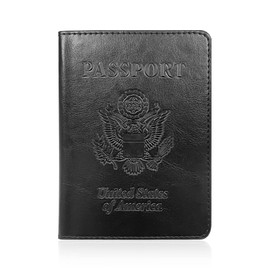 Passport Holder, 1 Pcs Travel Passport Holder Wallet Cover Case for ID, Driver's License, Insurance Paperwork, Women and Men (Black)
