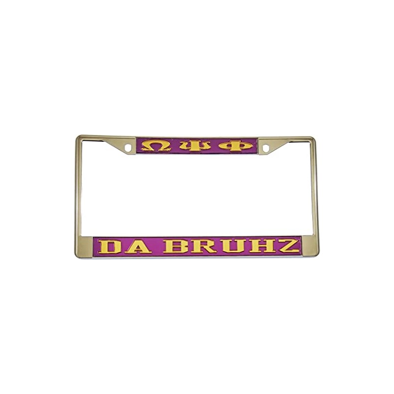 Omega Psi/Ψ Phi Da Bruhz License Plate Frame [Silver Standard