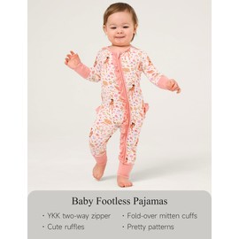 EASWEET - Pijama de viscosa de bambú para bebé, sin pies, con volantes y cierre de 2 vías, Ballet Girl, 3-6 Meses