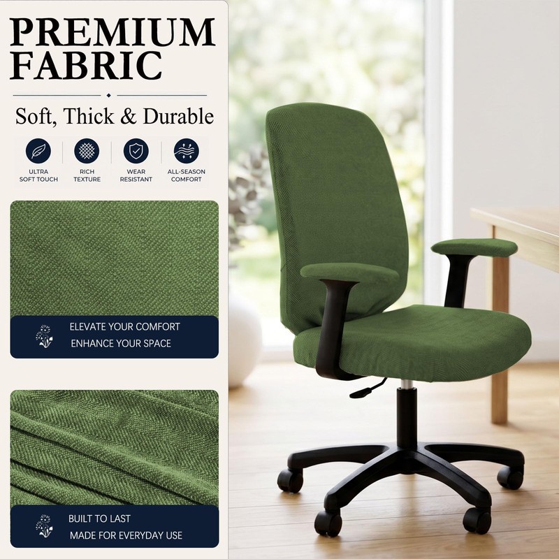 NeColorLife 4PCS Office Chair Cover Set,Desk Chair Slipcover,Matcha Green