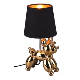 Reality Leuchten Bello R50241079 Table Lamp Ceramic Gold-Coloured Ceramic Fabric Shade Black Excl. 1x E14