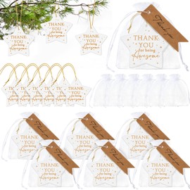 Inbagi 18 Pcs Thank You Christmas Ornament May You Be Proud of The Work Employee Appreciation Gifts Inspirational Star Ceramic Hanging Plaque Christmas Ornaments for Coworkers Teacher