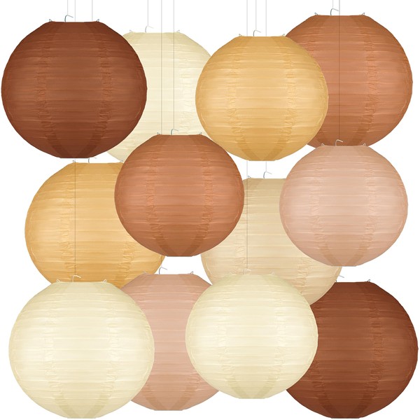 12 Pcs Boho Paper Lanterns, 10'' Chinese Lanterns, Hanging Paper