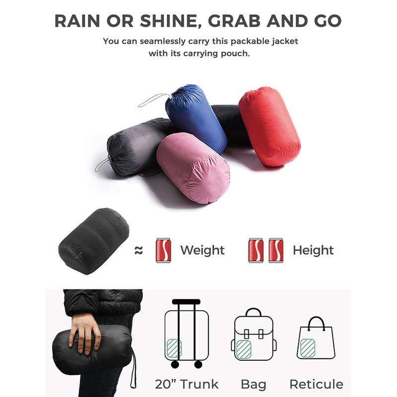 wantdo Women's Packable Down Jacket Short Plus Size Puffer Jacket