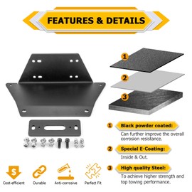 WeiSen Winch Mount Bracket Plate Compatible with Polaris Ranger 1000 900 570 XP Crew 2013-2025, Fit Ranger PRO XD Crew 2019-2025