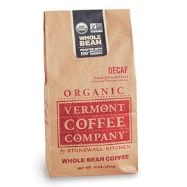 Vermont Coffee Company Organic Whole Bean Dark Roast Decaf Coffee, 16 oz Bag