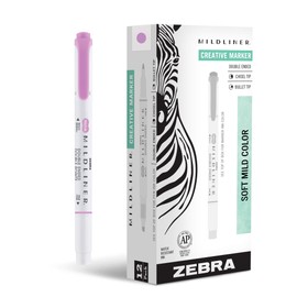 Zebra Pen Mildliner Double Ended Highlighter Marker Set, Broad and Fine Point Tips, Mild Magenta Ink, 12-Pack - (Case of 96 packs, 1152 Count Total)