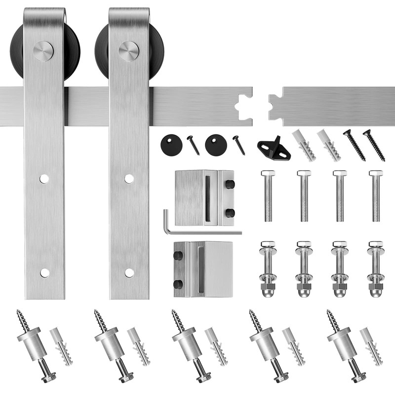 SMARTSTANDARD 6.6 Feet Brushed Nickel Barn Door Hardware Kit-Heavy Duty