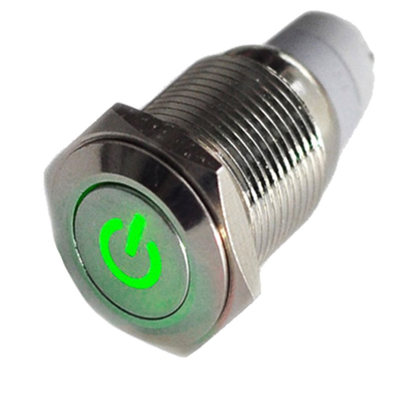 E Support 16mm 12V Car Motor Green LED Light Power