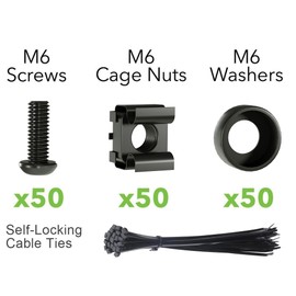 50 PACK M6 x 16mm Rack Mount Cage Nuts, Screws and Washers for Rack Mount Server Cabinet, Rack Mount Server Shelves, Routers, Rack Mount Screws and Square Insert Nuts, Self-Locking Cable Ties for Free