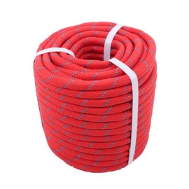 LiGuVCY 1/2IN x 125FT, Heavy Duty Braided Polyester Tree Rope, Arborist Bull Rope for Swings, Camping, Marine (Red)