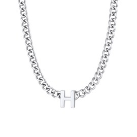 H Necklace for Women Mens Initial Necklace Men Cuban Link Chain Mens Chain