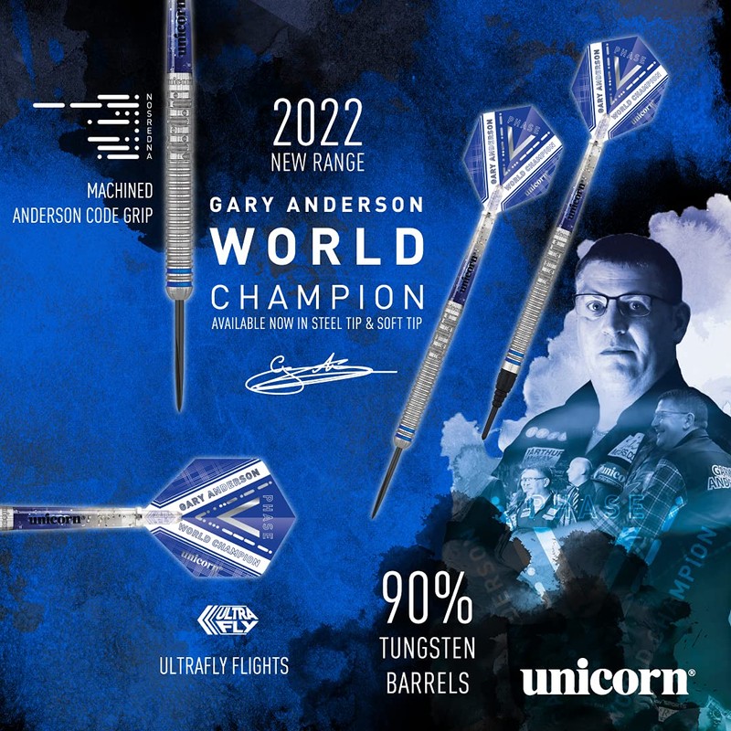 Unicorn World Champion Natural Darts - Blue/Silver - 25g