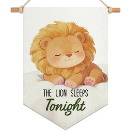 The Lion Sleeps Tonight Canvas Banner Nursery Wall Decor 12x16in