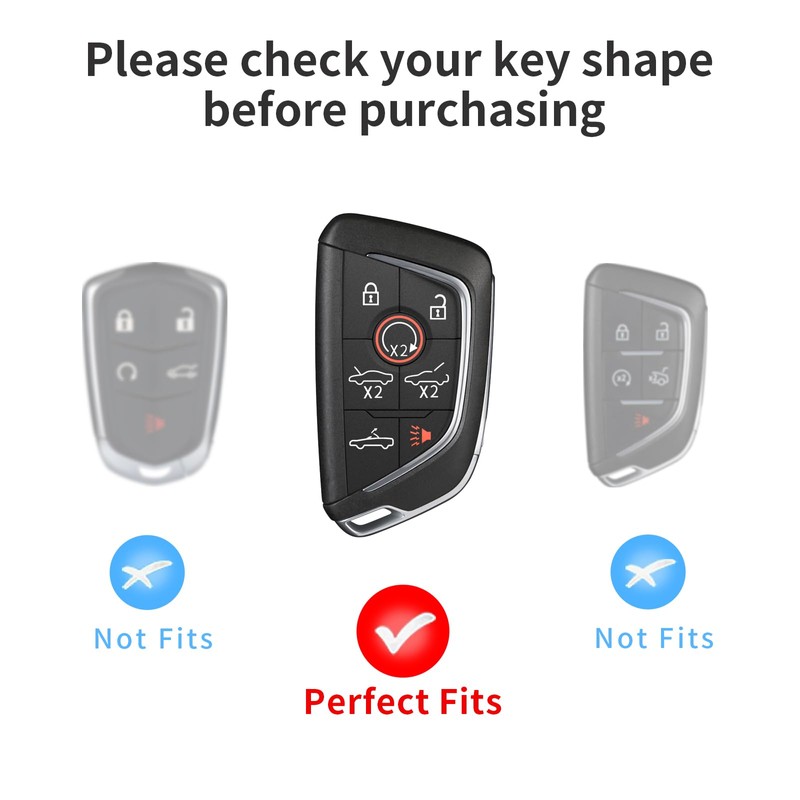 Upgraded Forged Black Key Fob Cover with Keychain Compatible with