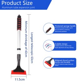 JNNJ Car Ice Scraper, Ice Scraper with Foam Handle, Versatile Car Ice Scraper, Innovative Windscreen Scraper Car with Ice Breaker Function, for Cars SUVs (Red)