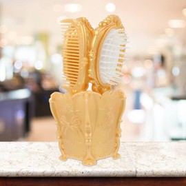 Beavorty 5pcs Vintage Hand Mirror Comb Set Makeup Vanity Mirror Comb Hair Brush Set Detangling Hair Brush Rat Tail Comb with Comb Holder Golden Womens Wallet Womens Wallet