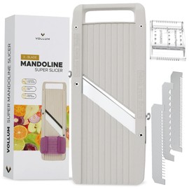 Vollum Wide Japanese Mandoline Slicer for Kitchen – Professional Slicer Vegetable Cutter with Interchangeable Stainless Steel Blades – Food Manual Slicer Handheld Mandoline Slicer