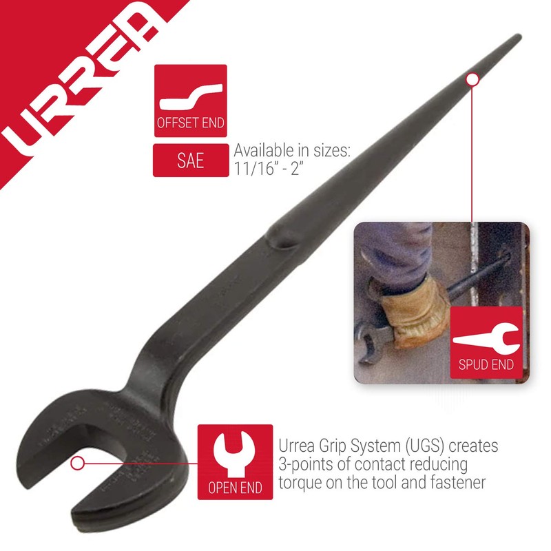 Urrea - FBA_C905B URREA Spud Wrench - 15/16" Open-End Structual