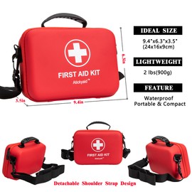 First Aid Kit 340 Piece, Premium Waterproof Hard Shell Medical Kit for Car, Home, Office, Travel, Camping, Sports, Outdoor, School - Emergency First Aid Supplies and Survival Kit