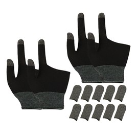 [Felimoa] Gaming Gloves, Anti-Slip, Thin, Includes 10 Carbon Fiber Finger Sacks, Ambidextrous, Set of 2