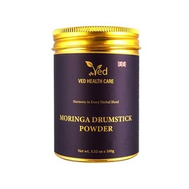 Ved's Organic Moringa Powder, Organic Pure Moringa Stick Rich in Essential Vitamins & Minerals, Perfect for Cooking, Smoothies, Lattes & Moringa Tea, 100g