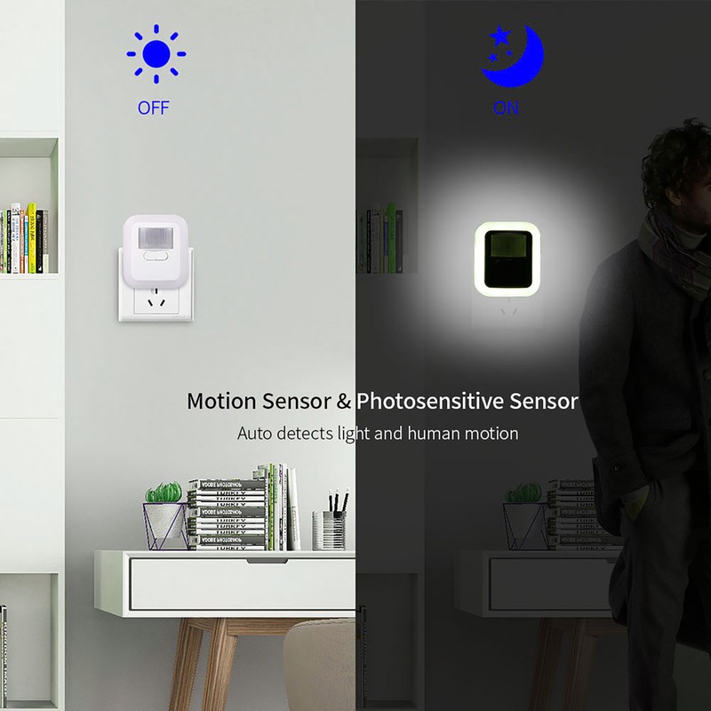 LED Plug-in Motion Sensor Light Wall Night Lamp with Brightness